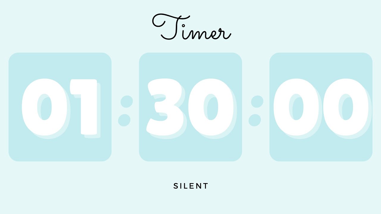🩵 1 Hour 30 Minutes Silent Timer with Cute Ending Alarm | Pastel Aqua Timer