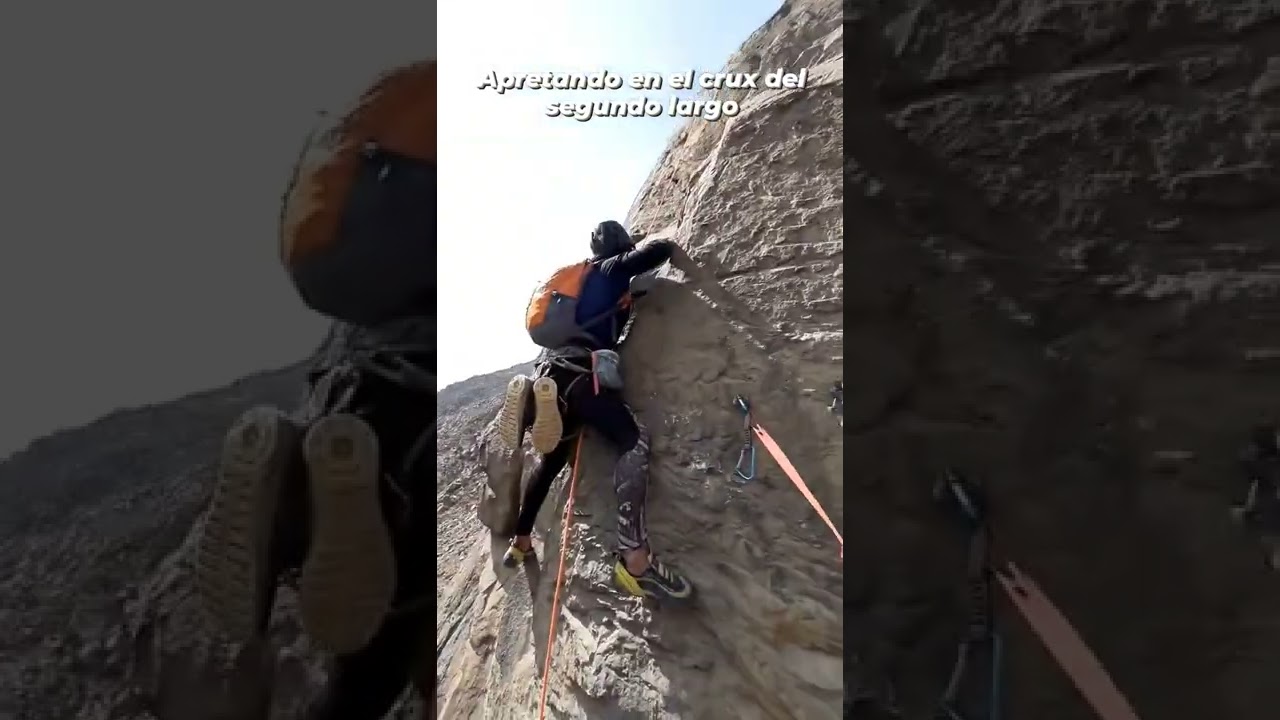 Apretando en el crux del segundo largo. 6b. #escaladaenlima #escaladaperu #monta&ntilde;ismoperu