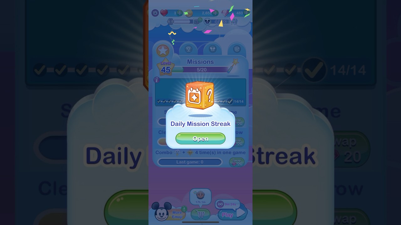 Opening Daily Mission Streak Box - Disney Emoji Blitz #shorts