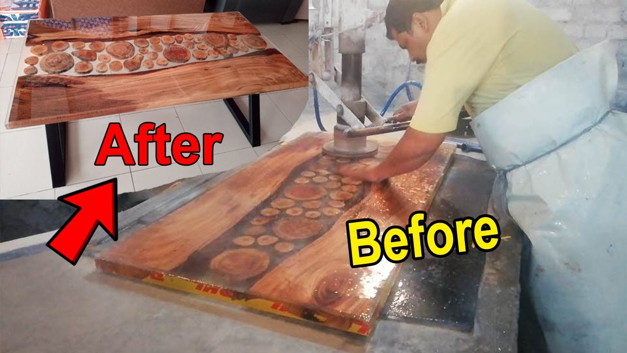 Crystal Clear Epoxy Resin Table making in Pakistan || How to make Live Edge Epoxy Resin TableTop