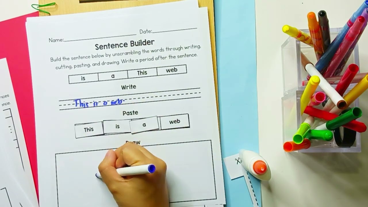 CVC Words Sentence Worksheets for Kindergarten & 1st Grade Phonics, Writing & Sentence Building