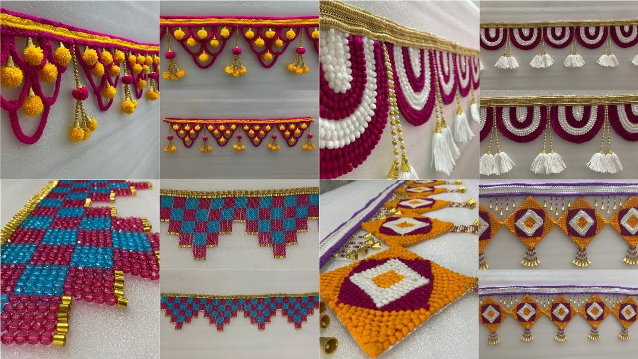 DIY | Woollen Craft Ideas | 4 Different Types of Door Toran Making At Home Using Wool & Beads