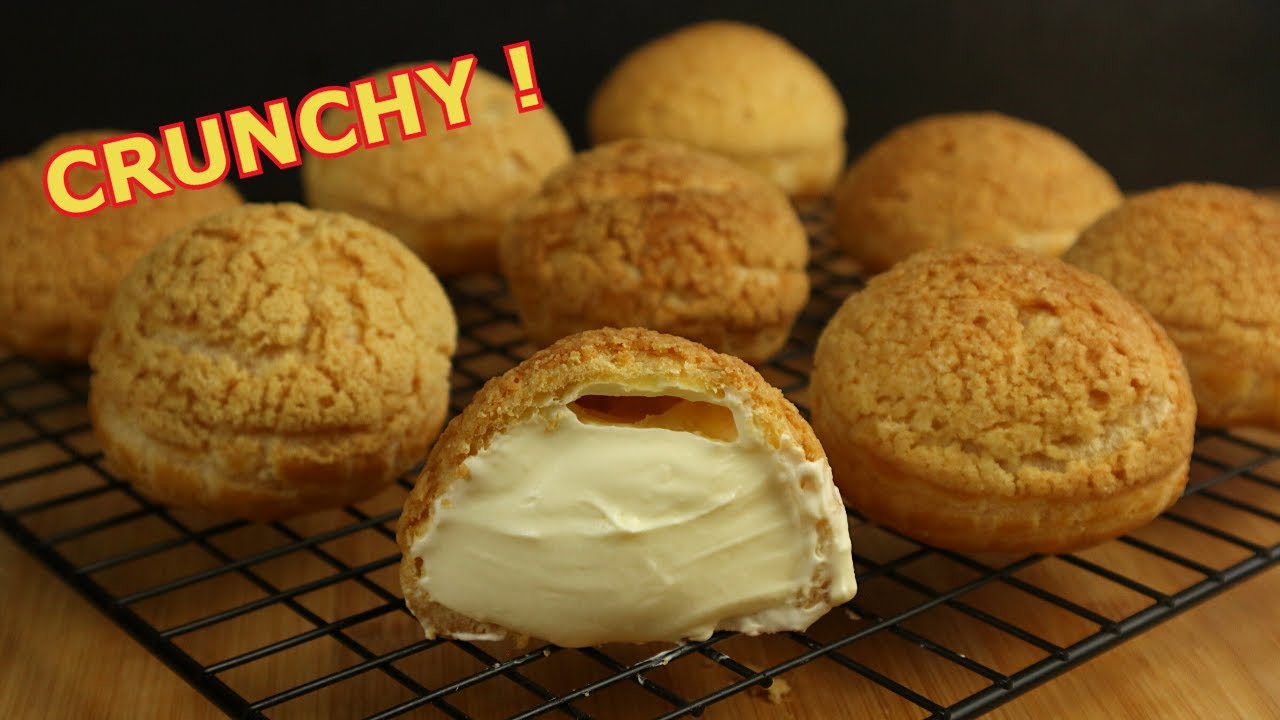Cream Puff Crunchy | Tanpa Mixer | Choux Au Craquelin | Krim Puff Mudah