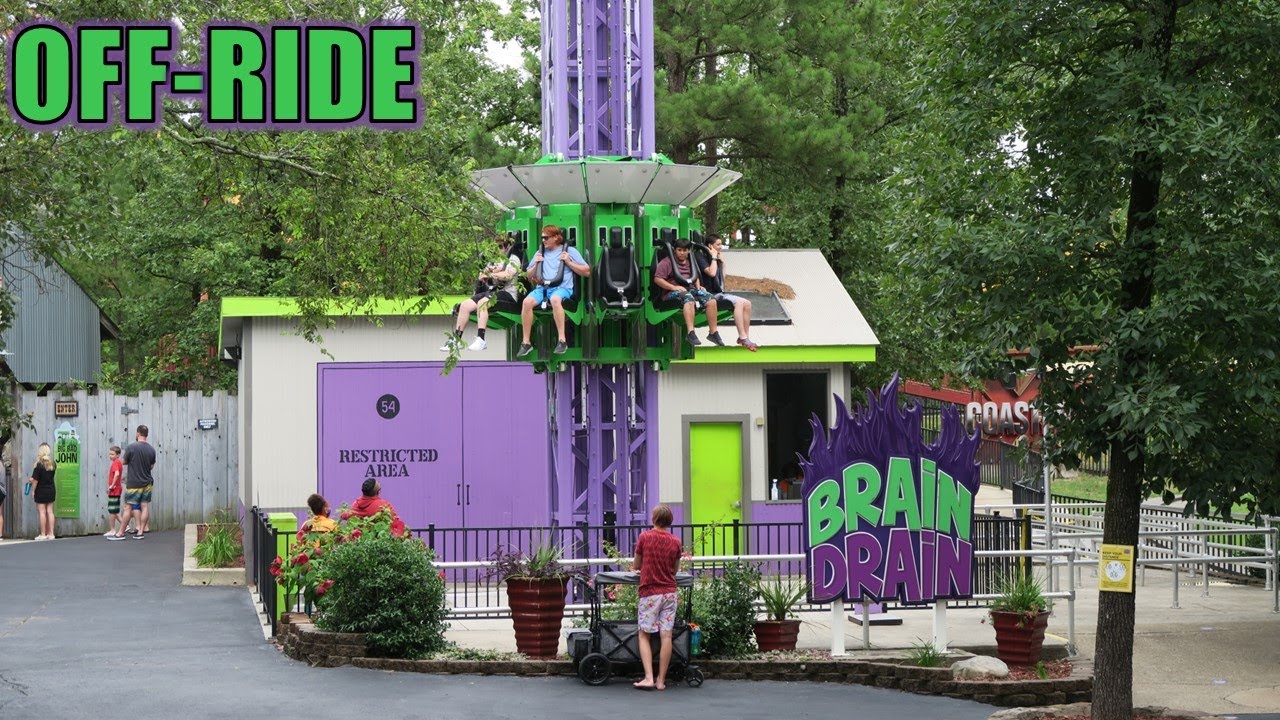 Brain Drain Off-Ride Footage, Magic Springs Larson/ARM Drop Tower | Non-Copyright