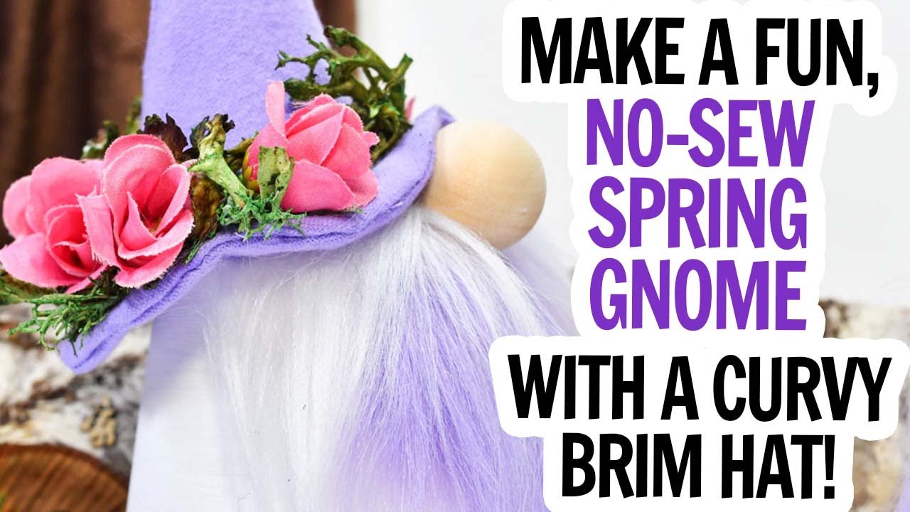Spring Gnome / Curvy Brim Witch Hat / Wizard Hat / Floral Crown / No Sew Gnome / Easy Gnome Hat Hack