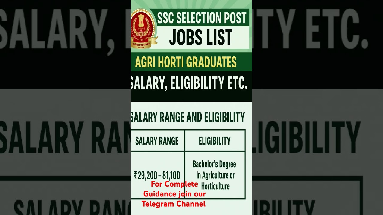 SSC Selection Post Jobs 2025 | Complete Vacancy List for Agriculture & Horticulture Graduates #ssc
