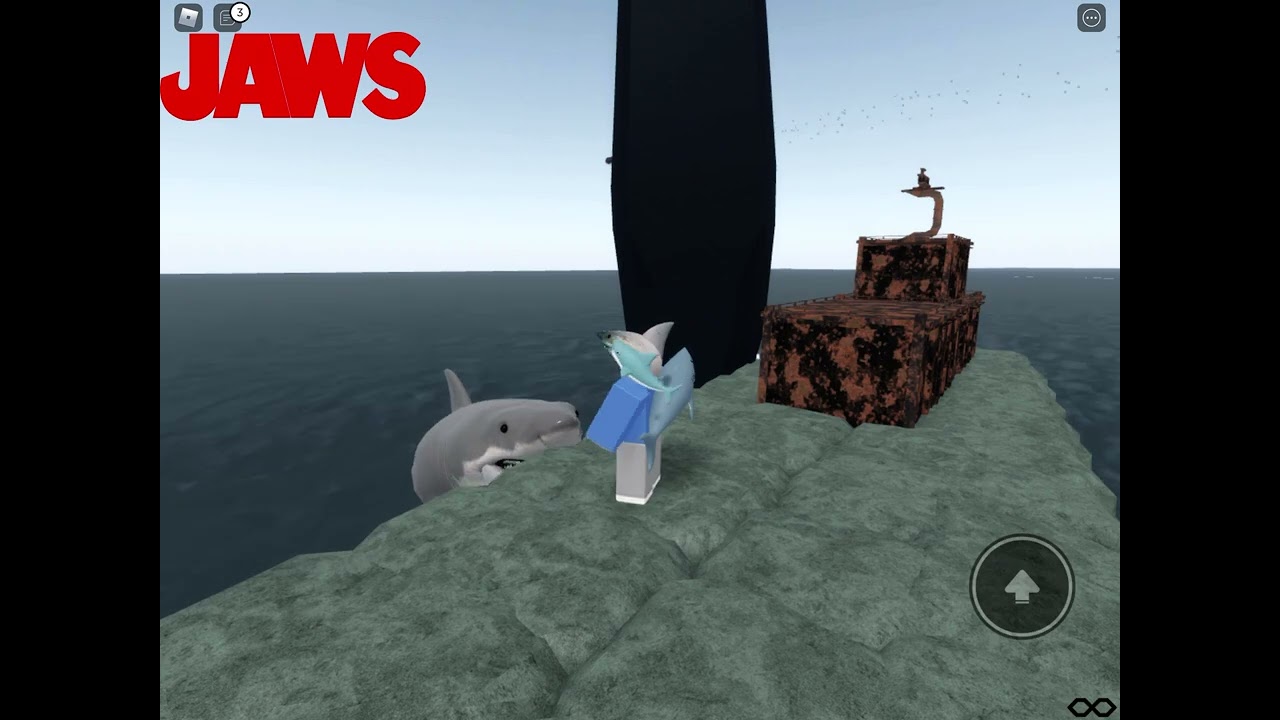 Roblox Jaws attacking the orca boat
