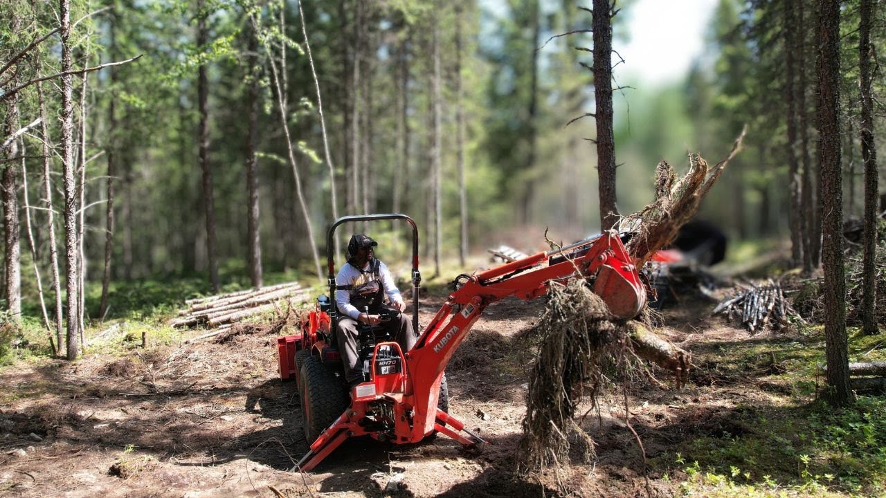 REMOVING STUMPS to Build Our Off Grid Home | Using My Small Kubota Tractor to Clear Land [ep. 3]