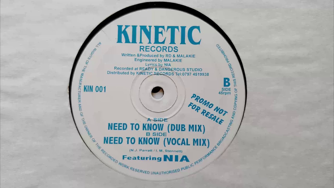 RD & Malakie Featuring NIA - &lrm;Need To Know (Dub Mix) // Kinetic Records (1999)