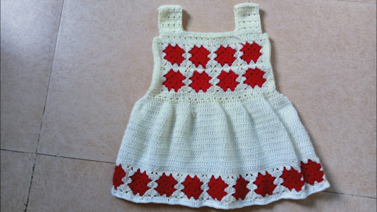 easy and beautiful crochet granny square frock (subtitles available)