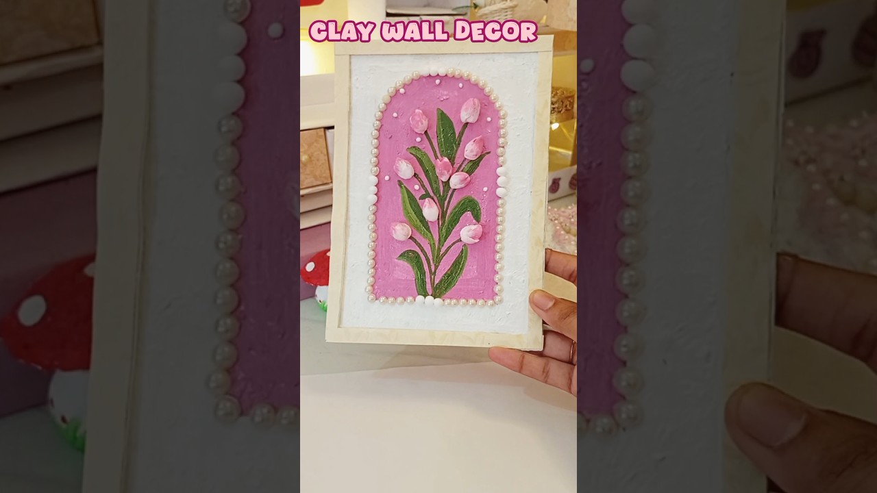 creative clay floral wall decor art🫶🌸#diy#clay#homedecor#airdryclay#clayart