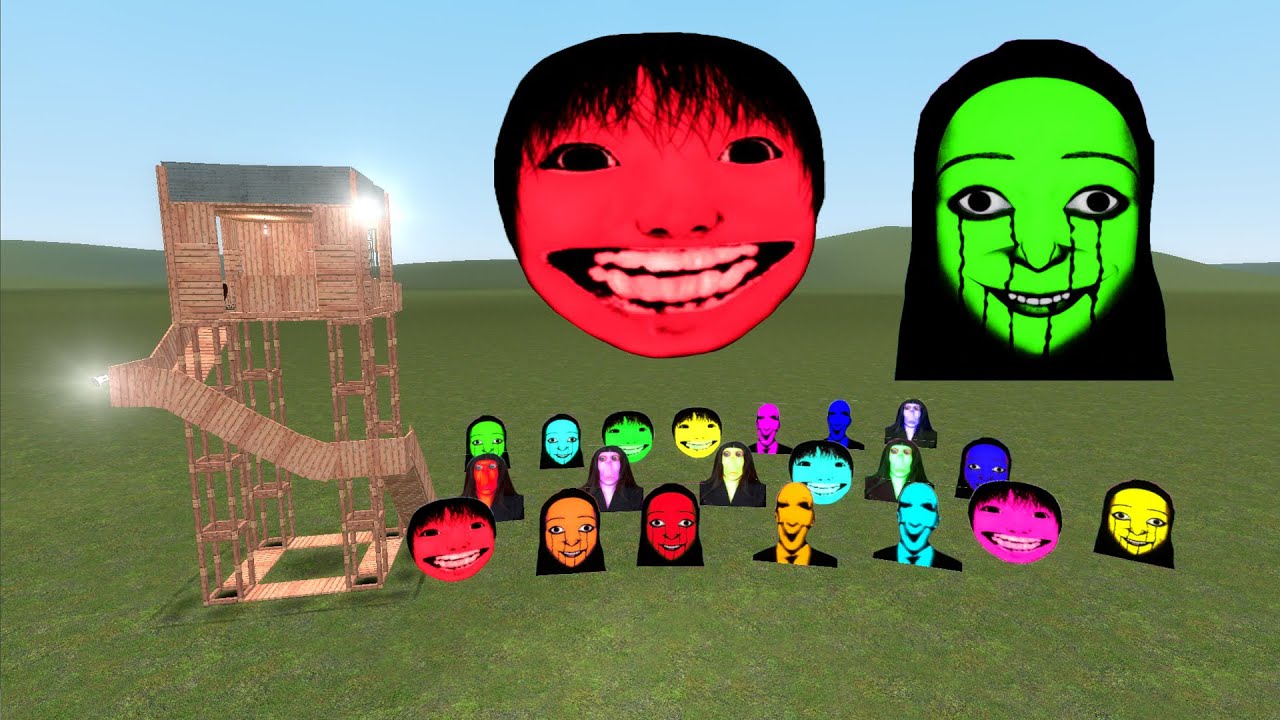 Elis , Yoshie , Kuchisake and Obunga Nextbots Vs House | Garry's Mod