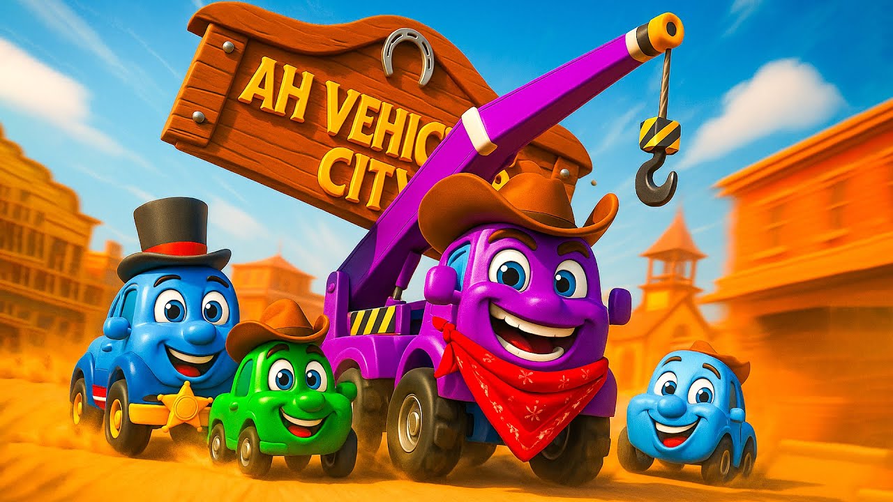 Crazy Crane Lifts Giant Sign 🚜💪🏜️ Hero Vehicles in Desert Town | Funny Vehicles Animation