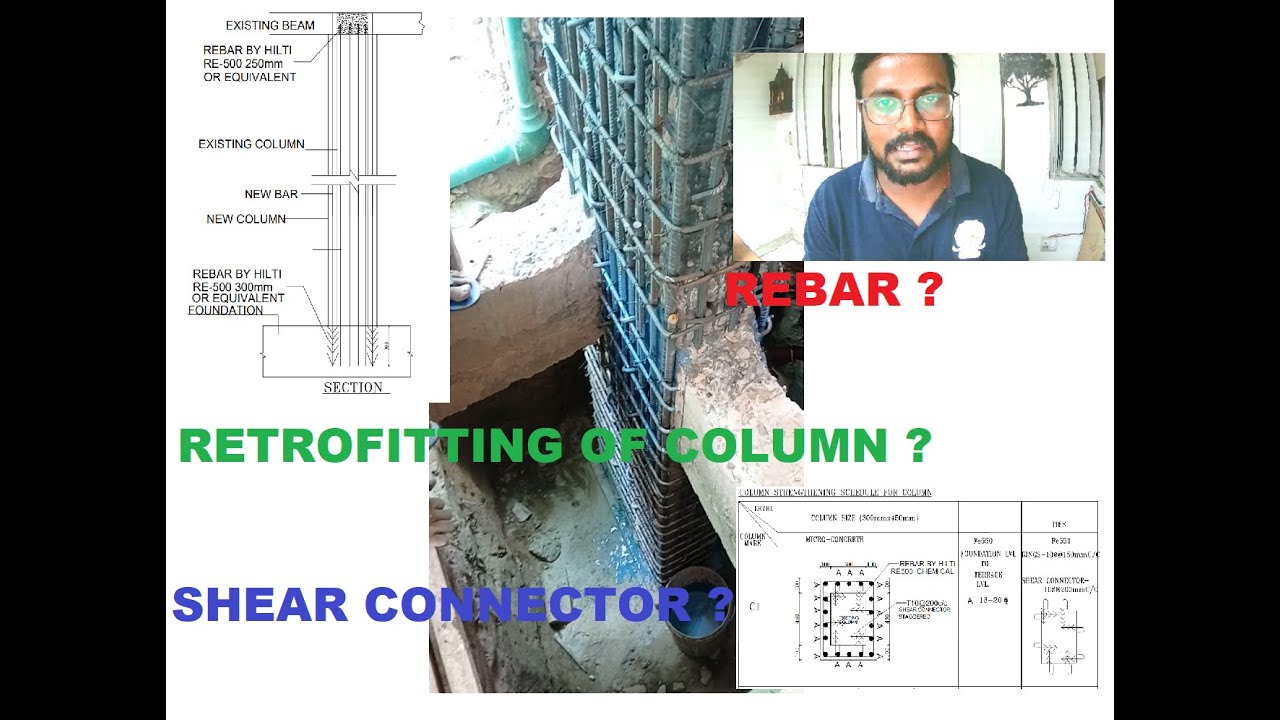 RCC Jacketing of Column ! Strength Improvement ! Rebar ! Section Increase ! Shear Connector ! OBD
