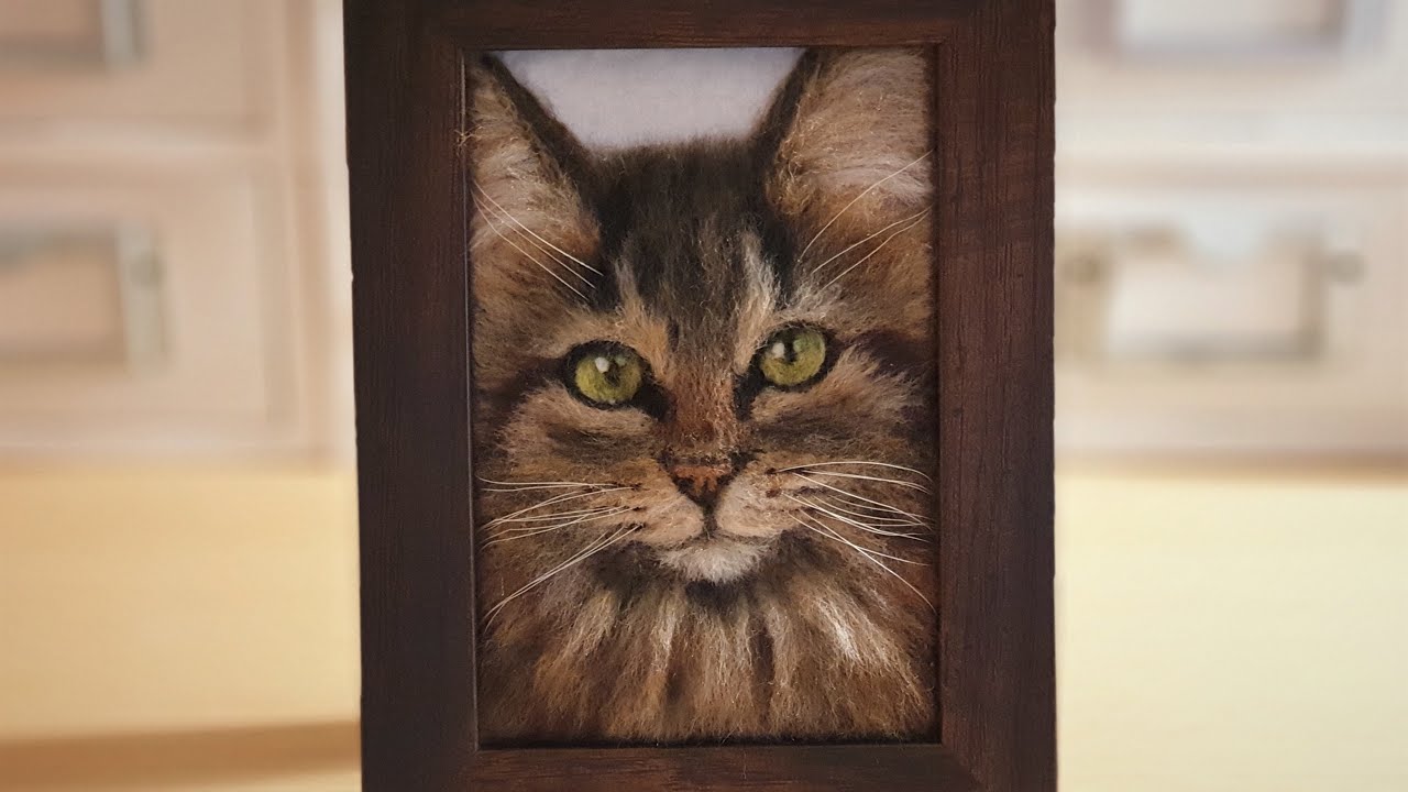 Wool Painting Tutorial 고양이 울 페인팅 액자 만들기!