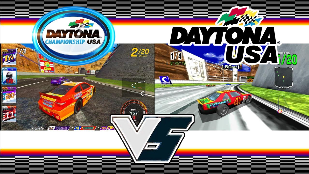Daytona Championship USA VS Daytona USA - (Split Screen) Dinosaur Canyon