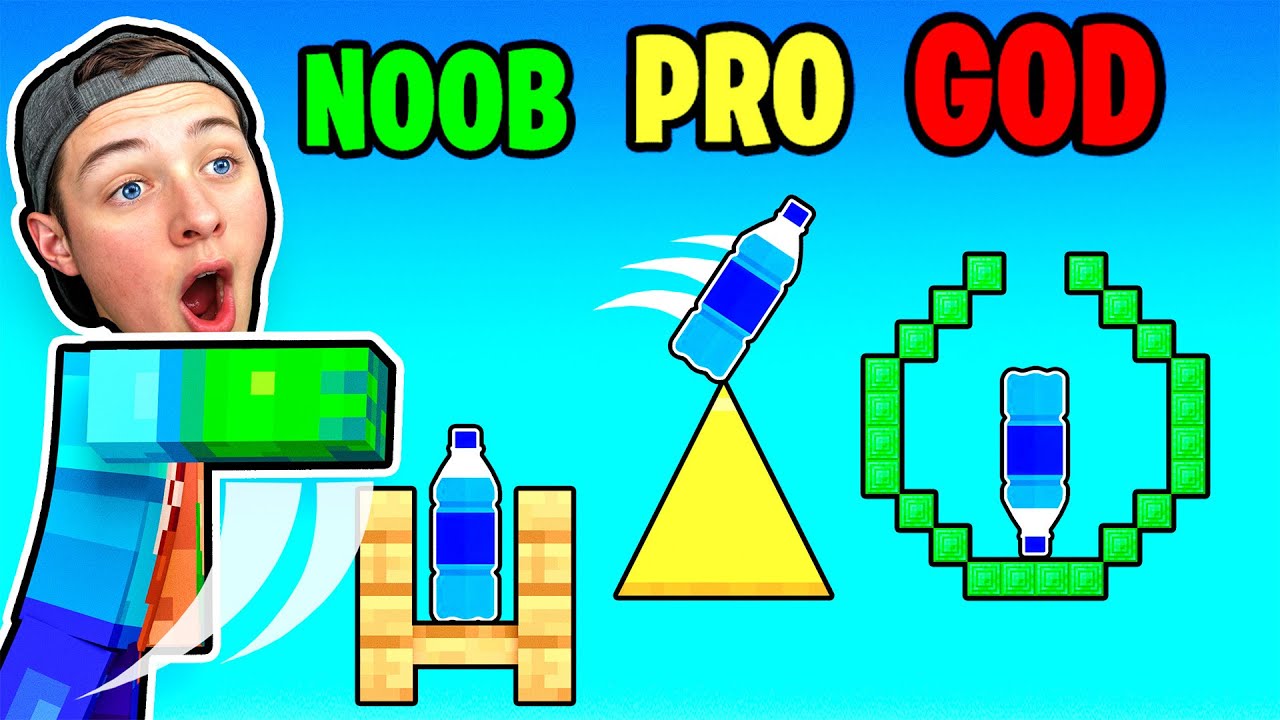 I Landed This IMPOSSIBLE MINECRAFT BOTTLE FLIP in Happy Wheels