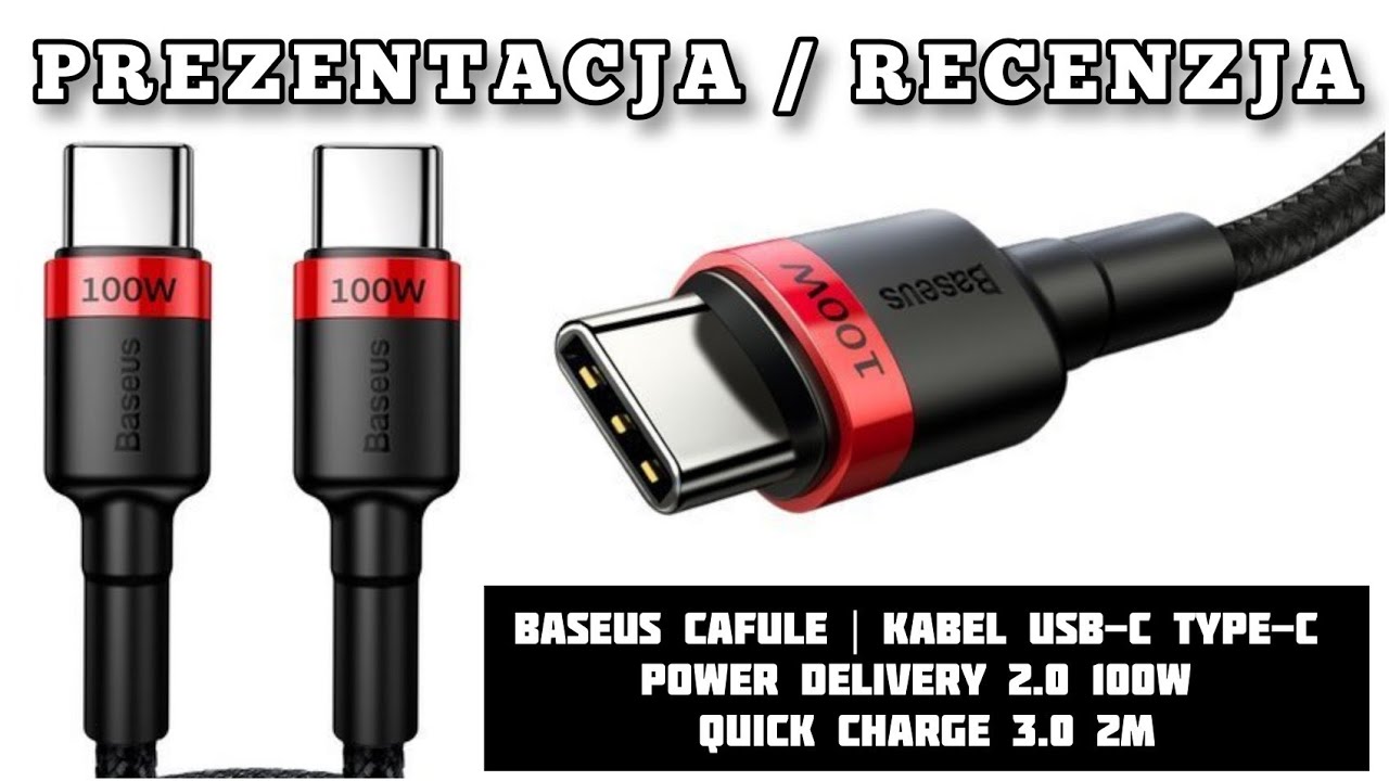 Kabel USB type c Baseus - Recenzja #Cafule #Kabel #usb-c #type-c 2.0 #power #delivery #charge 3.0
