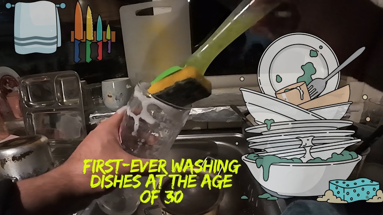 Frist time cleaning dishes ASMR, at the age of 30 years, trying to become transformed man #subscribe