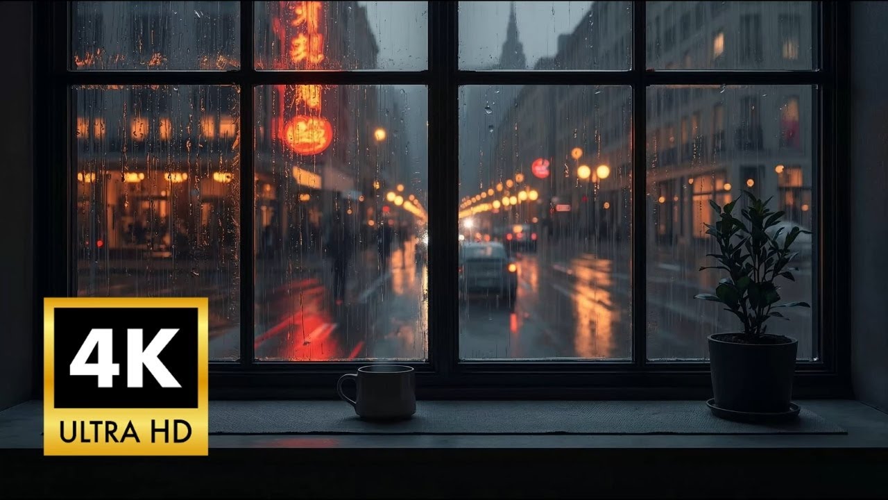 The Ultimate Relaxing Rainy City Window | 4K Video 2HR