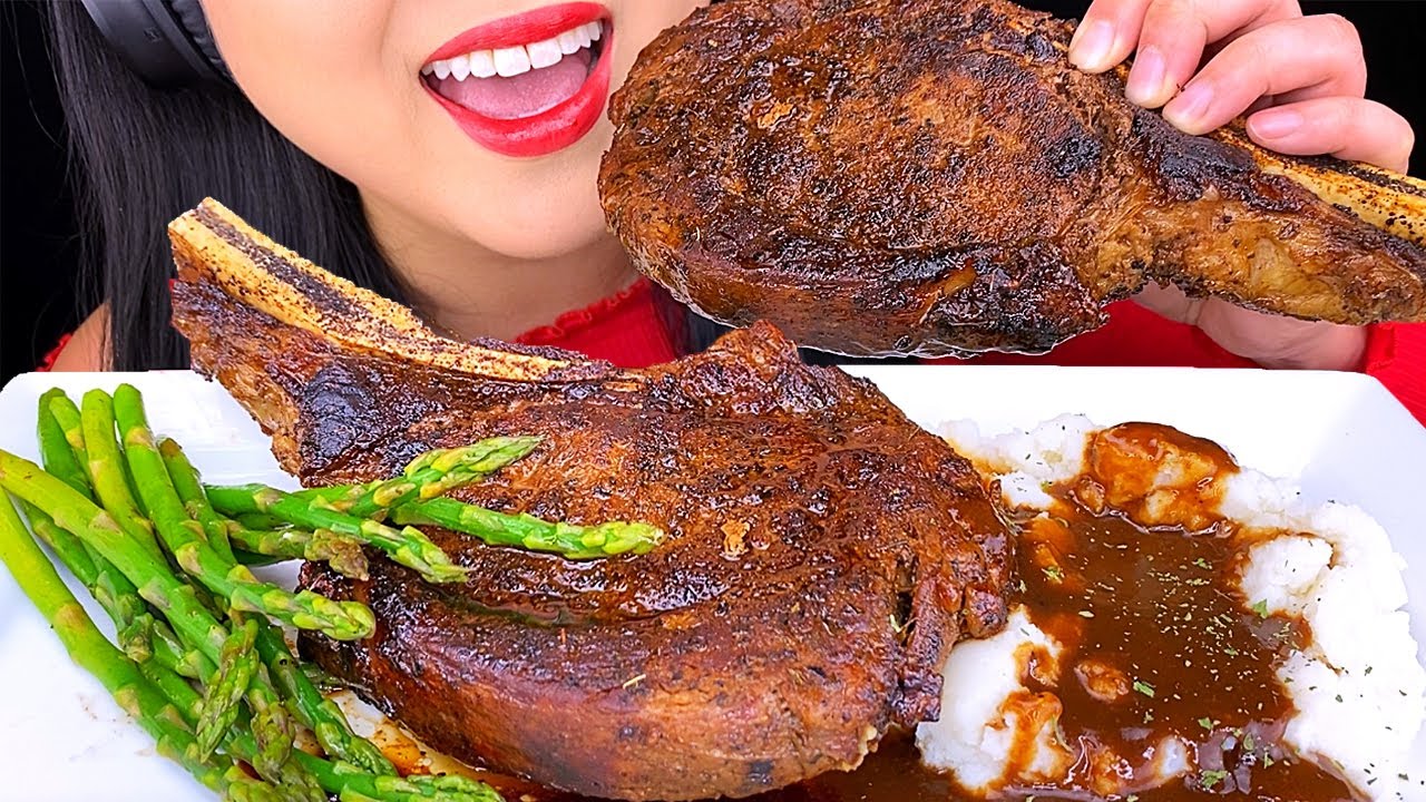 ASMR TOMAHAWK STEAK with VEGGIES & POTATOES (Eating Sounds) No Talking | ASMR Phan