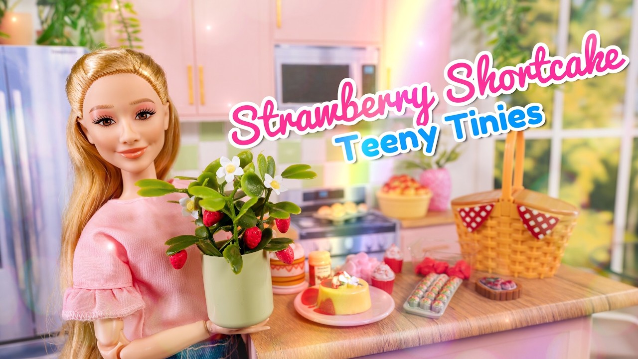 Strawberry Shortcake Teeny Tinies?! Are They Barbie Size? | Doll Food Quick Craft