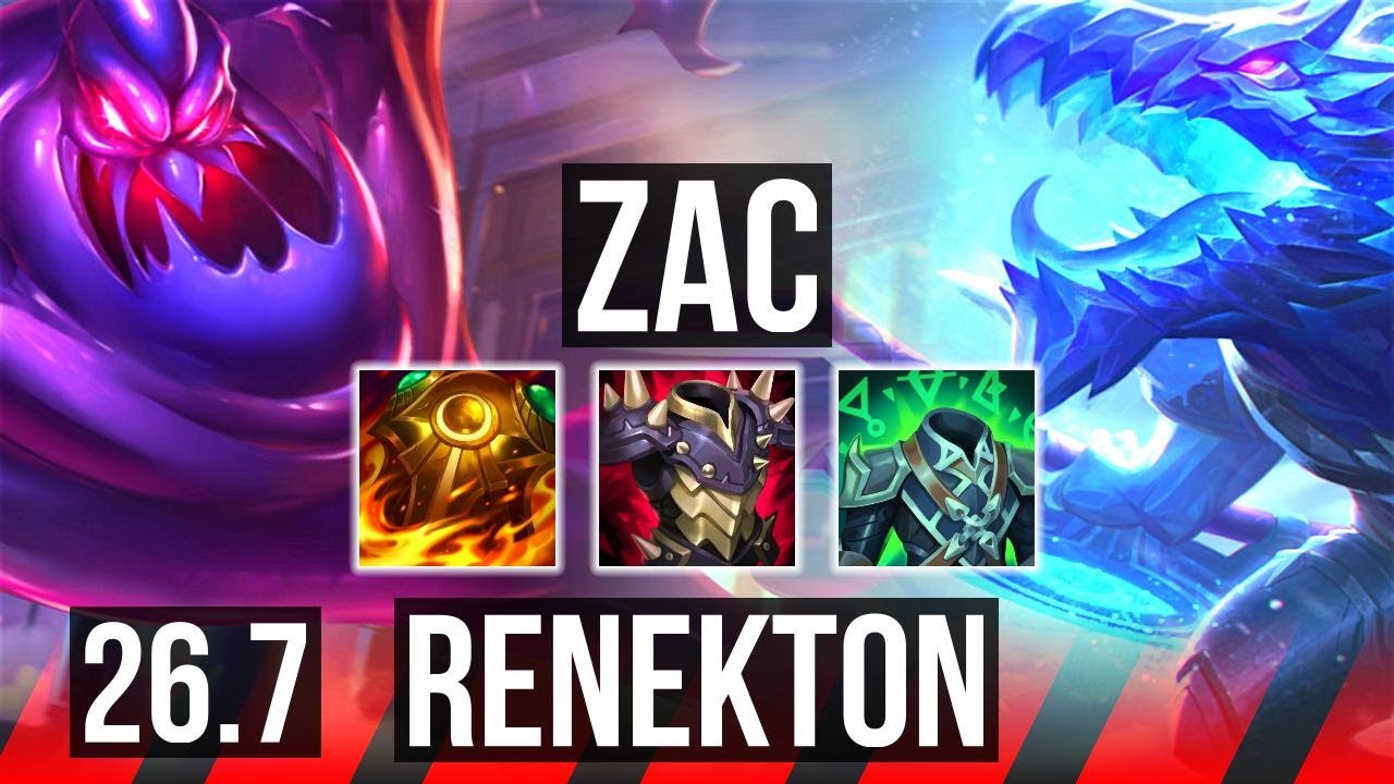 ZAC vs RENEKTON (TOP) | Good KDA: 7/1/16 | KR Challenger | 26.7