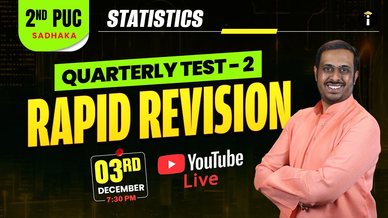 PU 2 Statistics | Quarterly Test - 2 | Rapid Revision LIVE | Class 12th | PUC Commerce | In Kannada