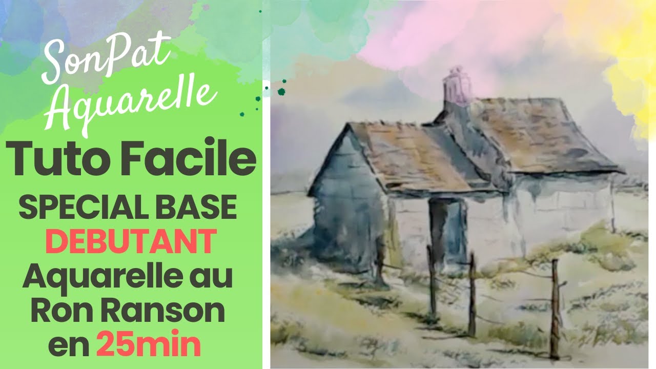 Débutant en Aquarelle : Petite Maison dans la Prairie en 25 min avec le Pinceau Ron Ranson!