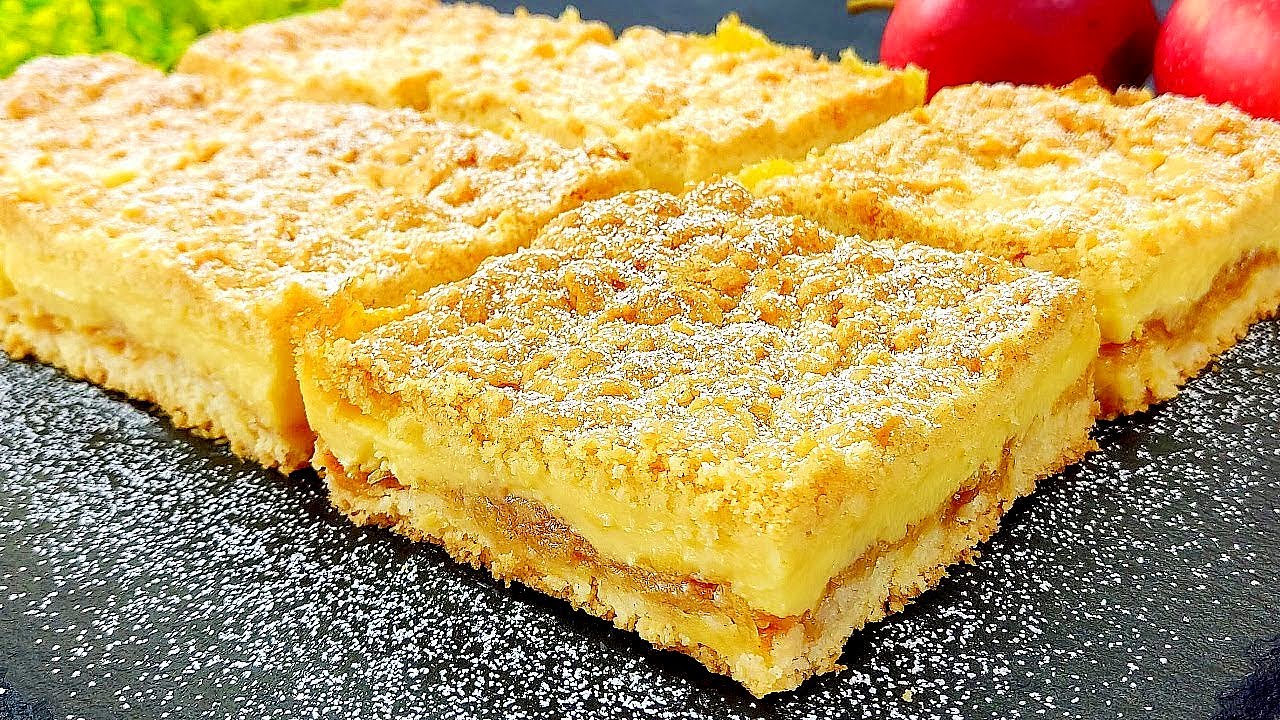Яблочный пирог с пудингом, который тает во рту. Простое и вкусное рецепт.