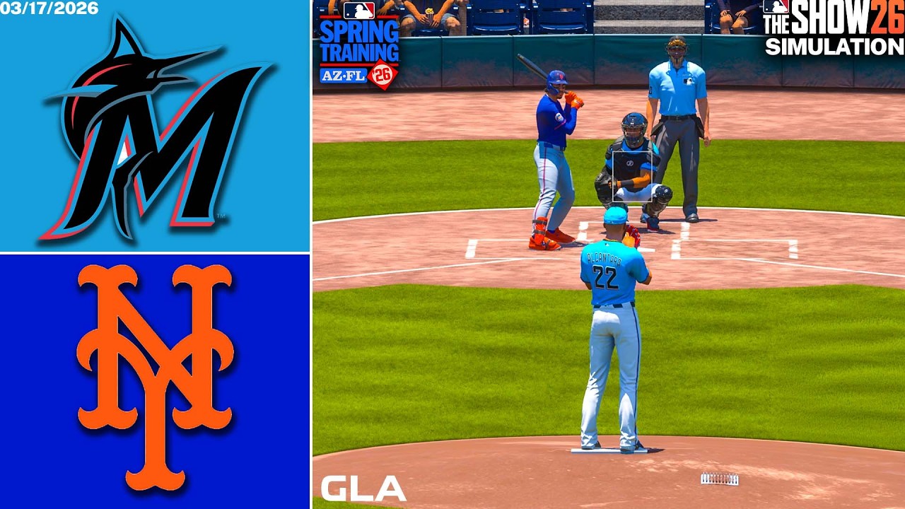 Mets vs. Marlins Simulation | 3/17/26 Spring Training | MLB The Show 26 PS5 Gameplay