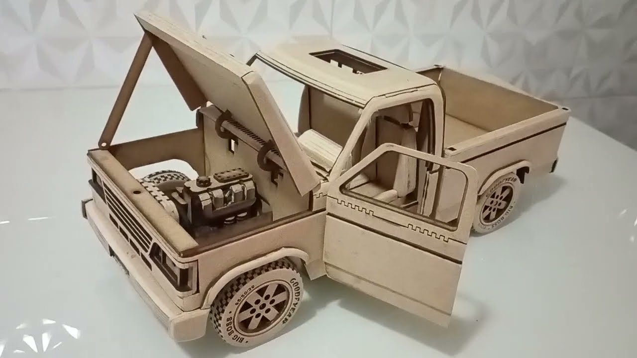 Miniatura camionete Chevrolet D20 em Madeira MDF escala 10 super realista Big Boss Miniaturas