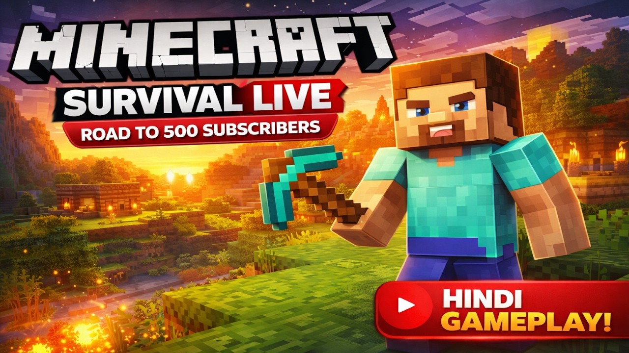 Minecraft Live Hindi 🔴 | Survival + Fun with Viewers | Road to 500 Subs!