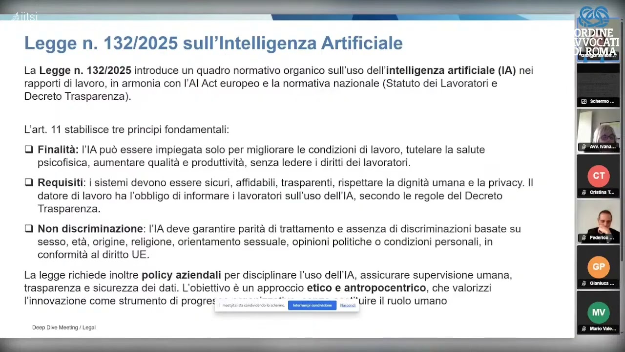 INTELLIGENZA ARTIFICIALE NEL MONDO LEGALE: ESPERIENZE A CONFRONTO - 02.12.2025