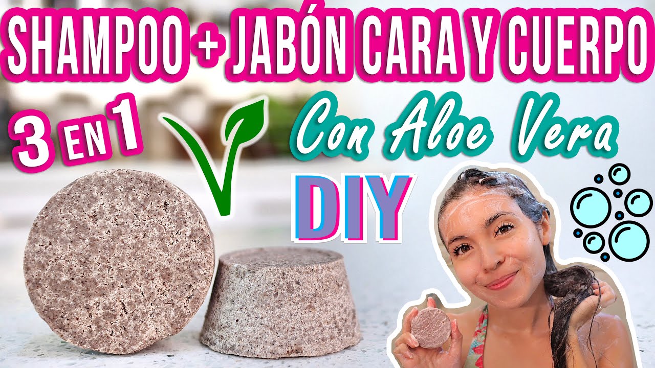 SHAMPOO SÓLIDO + LIMPIADOR FACIAL Y CORPORAL DE ALOE VERA - 3 EN 1 - DIY - Mixi