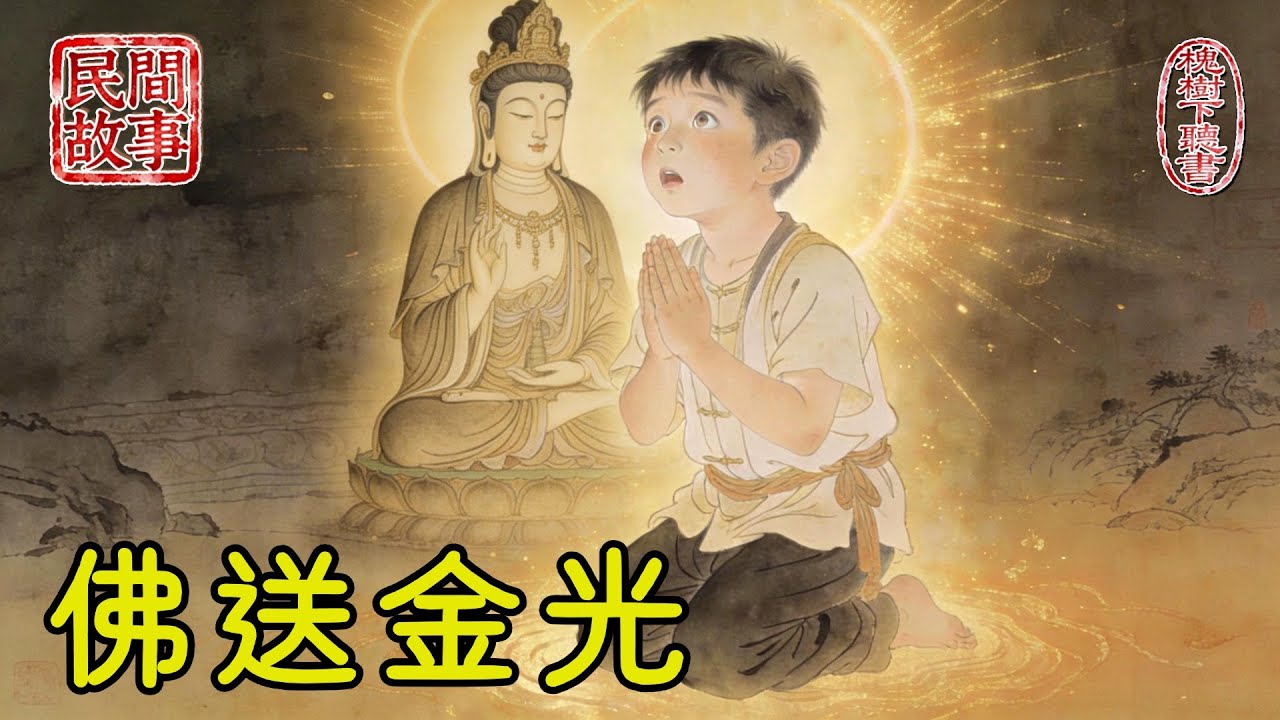 孤兒借住破舊神廟，夜晚突降暴雨，冒雨為神像鋪草席，天降閃電劈開破廟地磚，磚下竟有金光萬丈！#民間故事 #傳統文化 #原創虛構 #華語有聲書 #槐樹下聽書