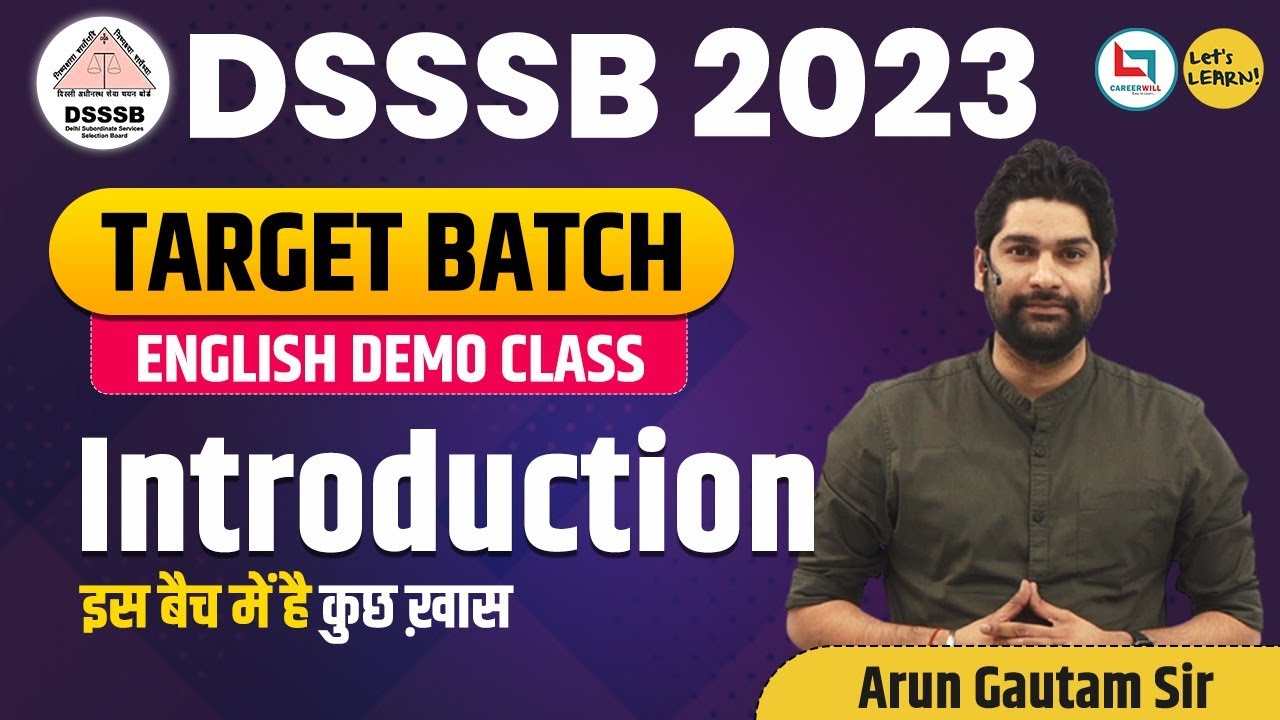 DSSSB Target Batch 2023 - English Demo Class by Arun Gautam Sir | Let's LEARN
