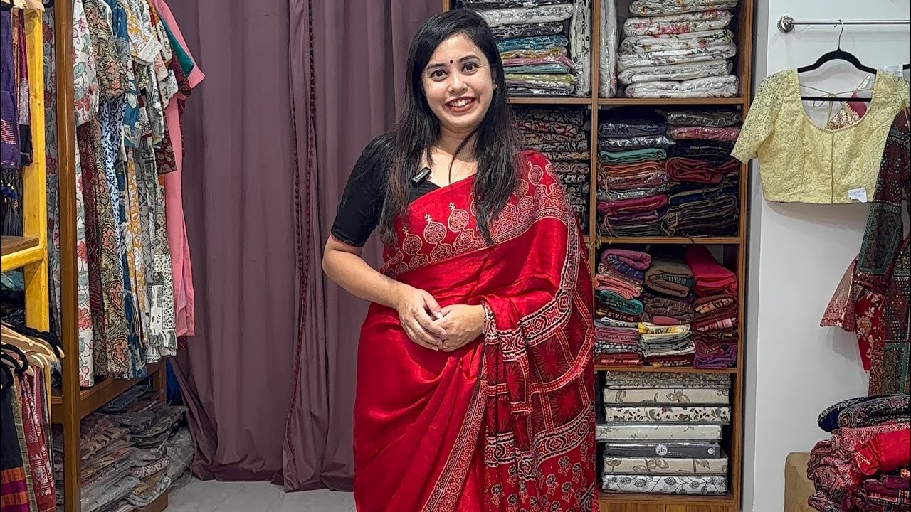 Ajrak Modal Silk Saree | Pure Hand Work