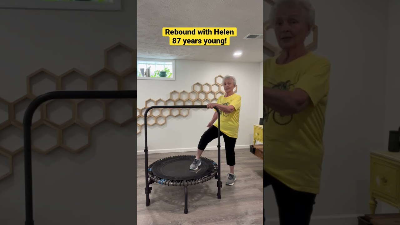 Rebounding at 87 years young! #seniorfitness #rebounding #shorts #lowimpactworkout