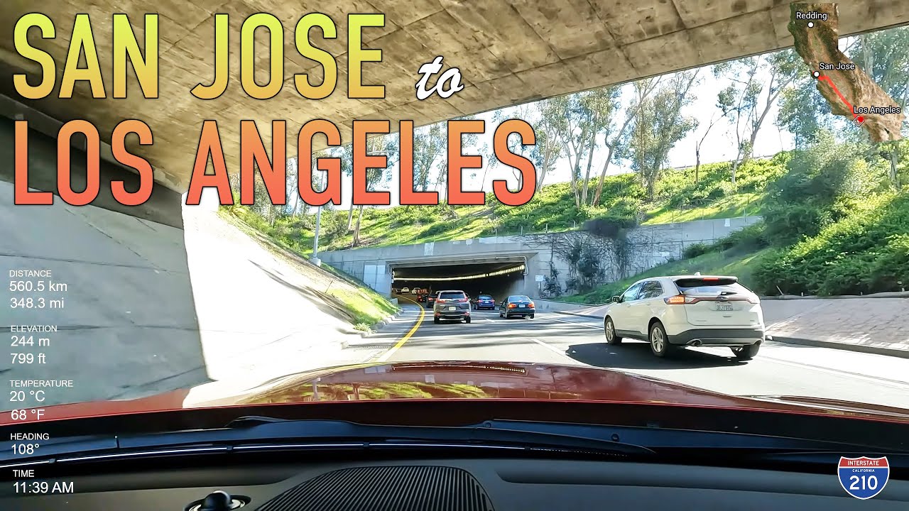 San Jose to Los Angeles Real-Time Road Trip in 4K