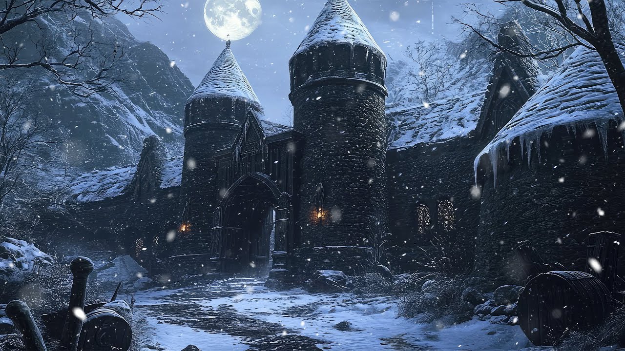Cold Moon Over the Stone Bastion | Celtic Medieval Winter Ambience for Calm Energy & Gentle Focus