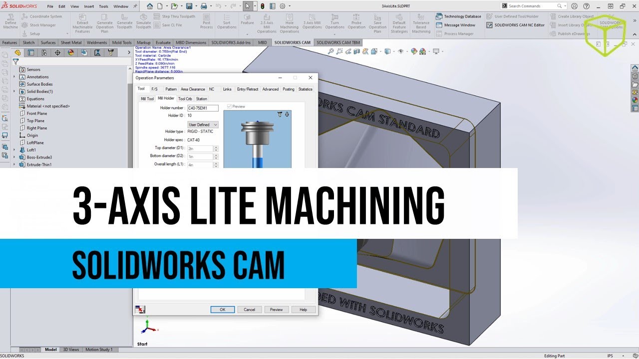 Учебное пособие по SOLIDWORKS CAM — 3-осевая облегченная обработка