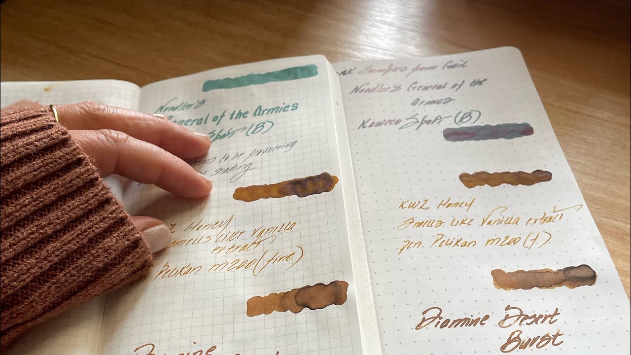 Ink Comparison KWZ Honey / Diamine Desert Burst and Noodler’s General of the Armies , CosmoAir Snow