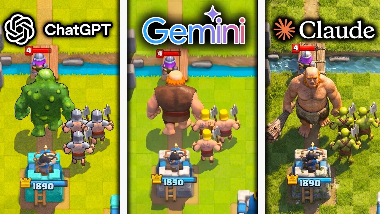 ChatGPT vs Gemini vs Claude Make Clash Royale From Scratch