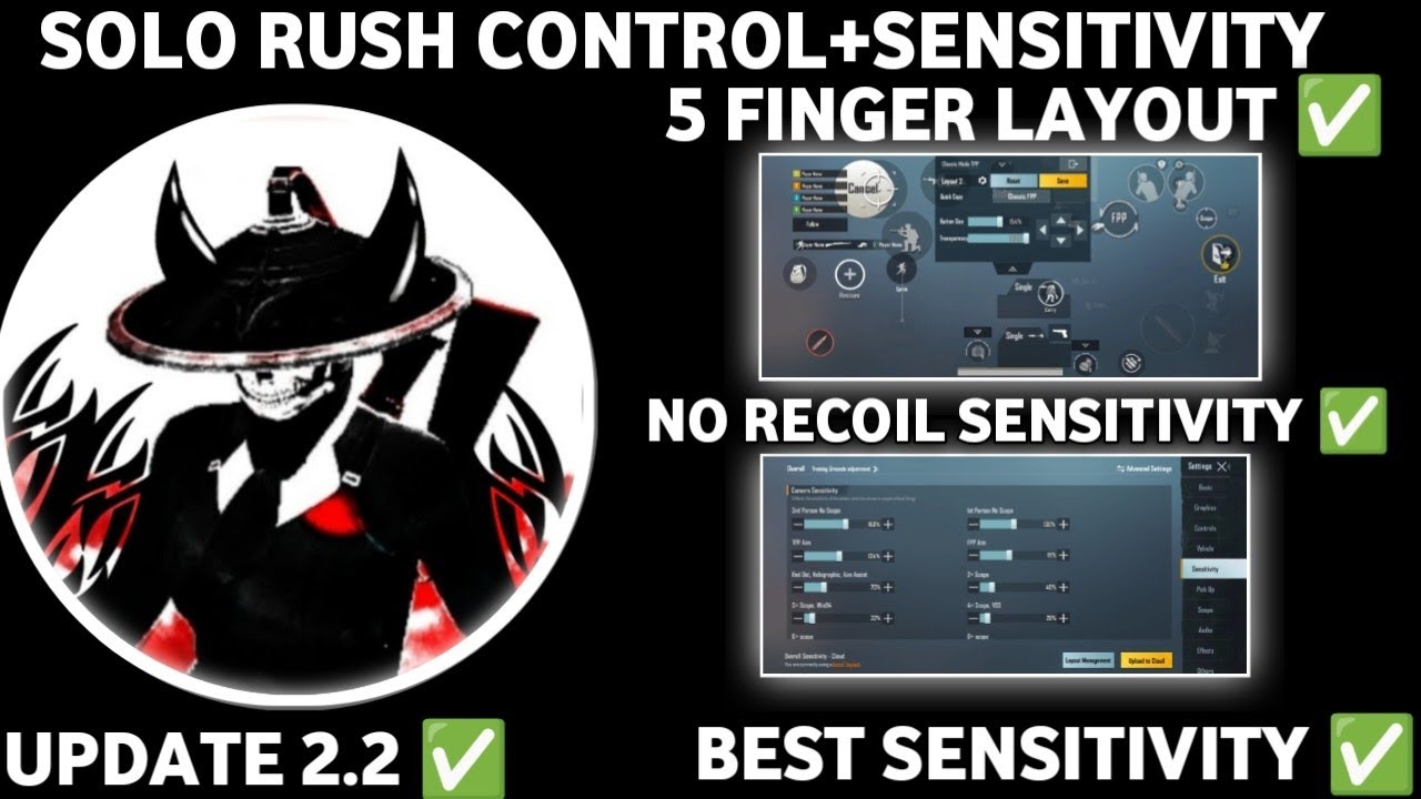UPDATE 2.2 SOLO RUSH SENSITIVITY// SOLO RUSH CONTROL CODE 5 FINGER LAYOUT #solorush STAR RAJ BGMI