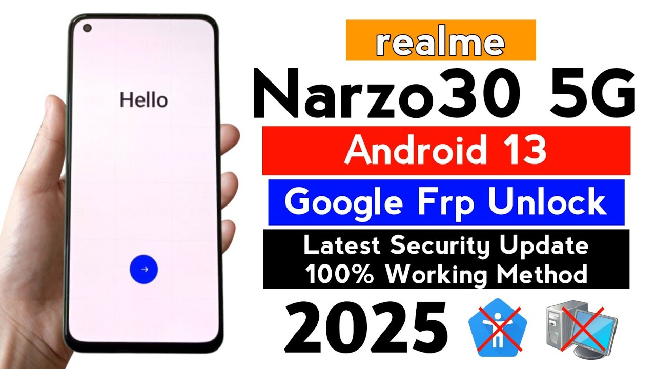 Realme Narzo30 5G Google Frp Bypass Android 13 | Latest Update 2025 WITHOUT PC.