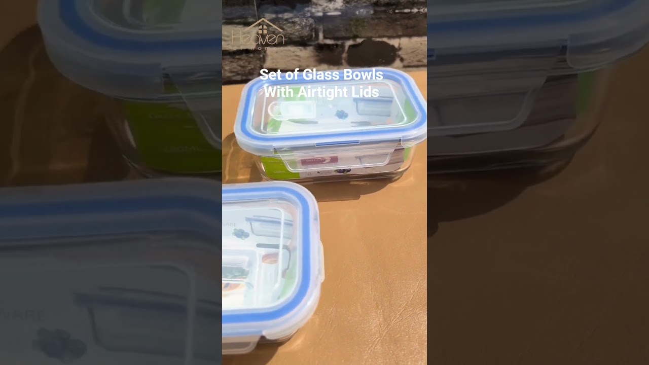 3-Piece Airtight Glass Bowl Set 🥗 Fresh storage in 350ml, 680ml & 1L #foodstorage #heavenofhomes