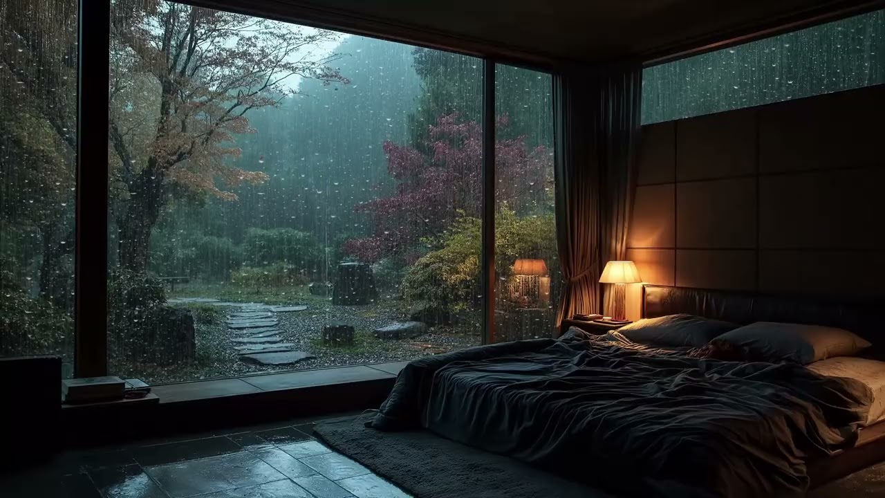 🌧️ Rainy Bedroom Sounds | 3 Hours Night Rain for Peaceful Sleep Stress Relief Focus Study Work