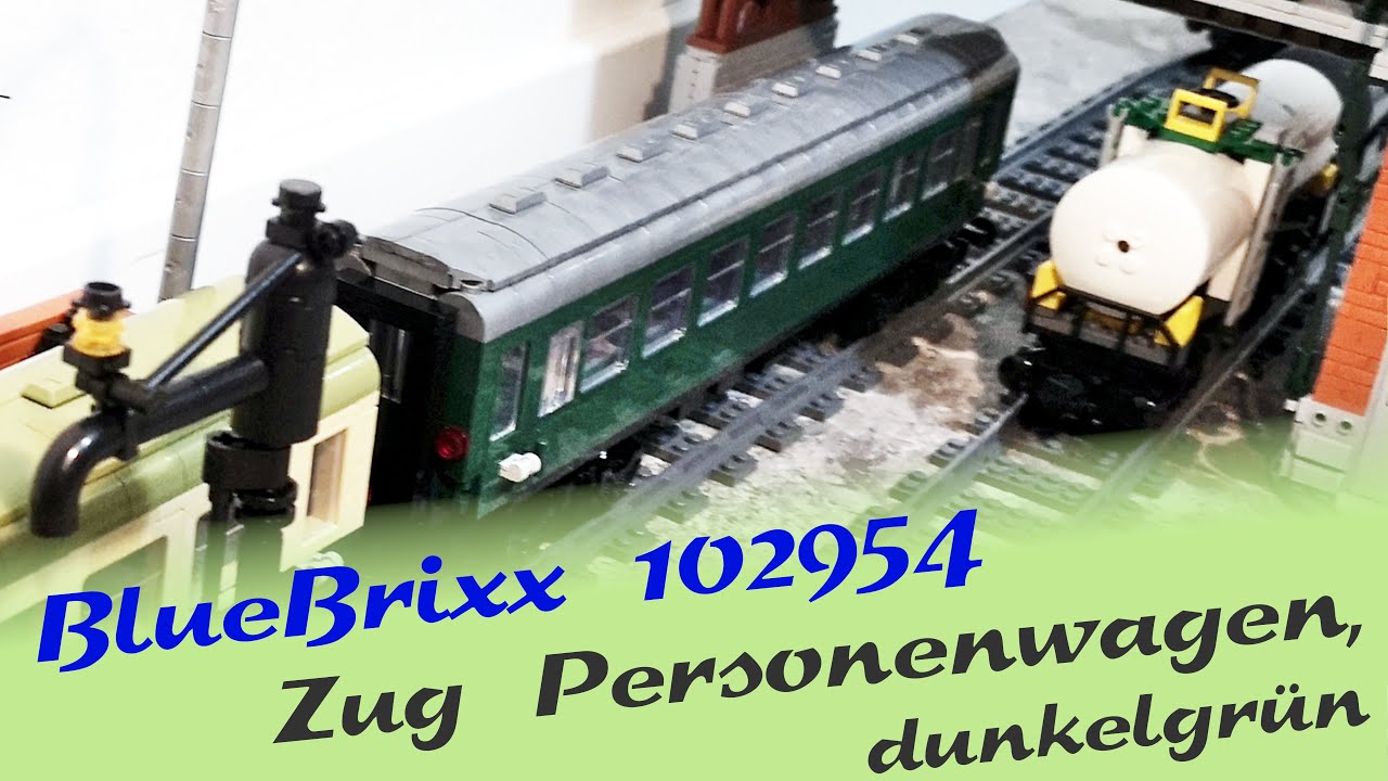 ◄ BLUEBRIXX 102954 ► Zug Personenwagen dunkelgrün ist nicht so gut wie DR Wagen. D-Zug-Wagen
