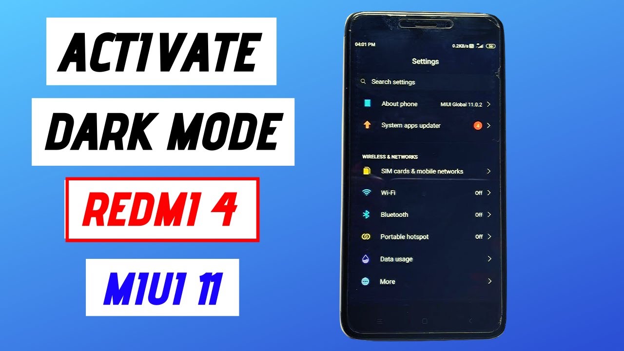 Enable Dark mode in Redmi 4 || Dark mode || MIUI 11